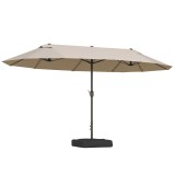 Outsunny Umbrele de Gradina Dubla 460x270cm cu Manivela si Baza Transversala | Aosom Romania