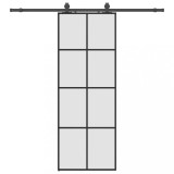 Cumpara ieftin Usa glisanta cu set de feronerie neagra 76x205 cm Sticla ESG
