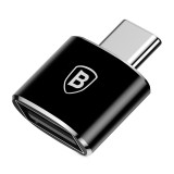 ADAPTOR Baseus Mini OTG, USB 2.0(M) la USB Type-C(T), corp metalic, negru &quot;CATOTG-01&quot; (timbru verde 0.18 lei) - 6953156263512