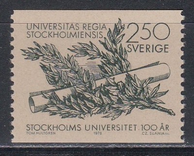 Suedia 1978 - Universitatea din Stockholm, MNH foto