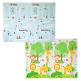 Covoras pentru copii, flippy, cu 2 fete, model oras/safari, din xpe+pe, impermeabil, antiderapant, protectie termica, +3 luni, pliabil, 180 x 200 x 1