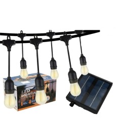 Ghirlanda Luminoasa cu Incarcare Solara, 10 metri cu 20 Becuri Led E27 Lumina Calda