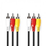 Cablu audio - video 3 x RCA la 3 x RCA T-T 1.5m, Nedis CVGP24300BK15