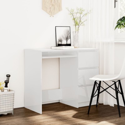 Gossi birou, alb extralucios, 90 x 45 x 76 cm, lemn prelucrat foto