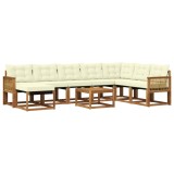 vidaXL Set de canapele de exterior cu pernă 9 pcs Natural și Crem 3382162