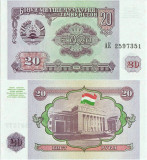 1994 , 20 rubles ( P-4a ) - Tadjikistan - stare UNC
