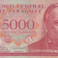 M1 - Bancnota foarte veche - Paraguay - 5000 guarnies - 2017