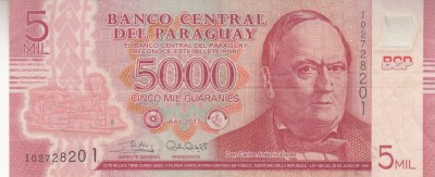 B11 3 - Bancnota foarte veche - Paraguay - 5000 guarnies - 2017 foto