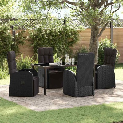 vidaXL Scaune reclinabile pentru grădină 5 pcs Negru 160 x 80 x 73 cm foto