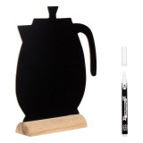 Cumpara ieftin Mini tabla din lemn design ceainic pentru activitati crafts,marker inclus,24x29 cm, Oem