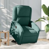 Gossi fotoliu electric rabatabil cu ridicare, verde inchis, catifea