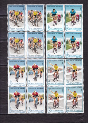 ROMANIA 1986 LP 1166 CICLISM BLOCURI DE 4 TIMBRE MNH foto
