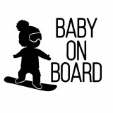 Cumpara ieftin Sticker Decorativ Auto Baby On Board SnowBoard 20 x 15 cm Model 17 Negru, Oem