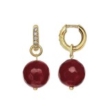 Cumpara ieftin Cercei Argint 925 placat aur, agat rubiniu, zirconiu, Harmony, 3cm, inchidere sigura, Made in Italy, saculet cadou