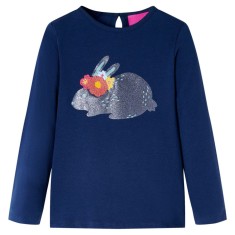 Tricou pentru copii cu m&acirc;neci lungi, bleumarin 116