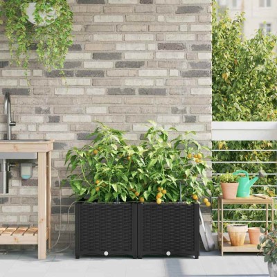 vidaXL Ghivece pentru grădină Negru 80 x 40 x 37.5 cm Oțel 42002845 foto