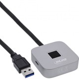 Cititor amprenta USB-A + HUB USB-A + USB type C 1.5m Silver, InLine IL41360K
