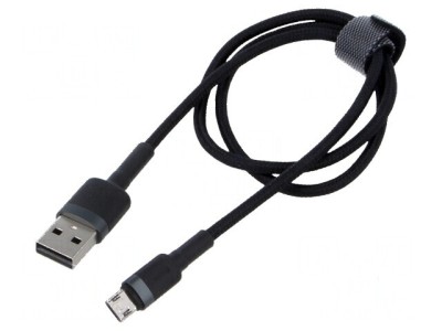 Cablu USB 2.0 High Speed 2m Negru Textil 1,5A foto