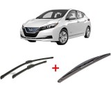 Cumpara ieftin Set 3 stergatoare NISSAN LEAF (ZE1) din 2017, pentru parbriz si luneta fata si spate auto, Bosch Twin, din cauciuc siliconat rezistent, NISSAN