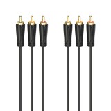 Cumpara ieftin Cablu Audio / Video Hama, 3 x stecher RCA - 3 x stecher RCA, Aurit, 1.5 m