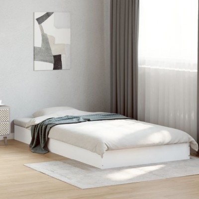 vidaXL Cadru de pat, alb, 100x200 cm, lemn prelucrat foto