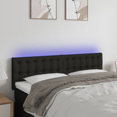 vidaXL Tăblie de pat cu LED, negru, 144x5x78/88 cm, textil 3122046
