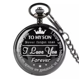 Cumpara ieftin Ceas de buzunar vintage JustZEN Son cu lant negru Quartz cu baterie