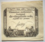 118 FRANTA REPUBLICA ASIGNAT 50 SOLS 1793 SR. 2686 XF/AUNC SAUSSAY