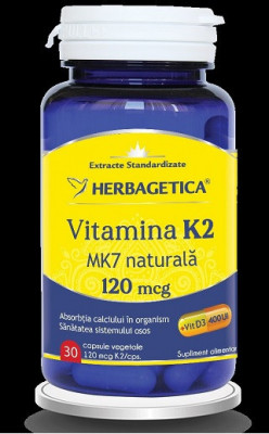 Vitamina k2 mk7 naturala 120mg 30cps vegetale foto