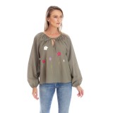 Bluza Dama, Eranthe, Boho, stil IE cu Pictura Realizata Manual V357 - M