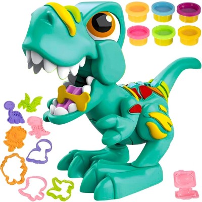 Set Dinozaur cu Plastilina, Instrumente de Modelare, 6 Culori Diferite de Pasta Modelatoare, Miscari Realiste, Eclozare, Usor de Folosit si Curat, Juc foto