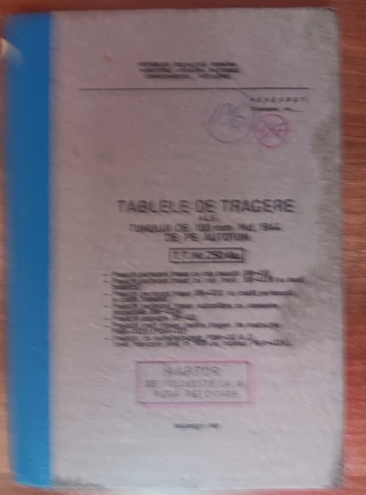 myh 36f - Tablele de tragere ale tunului - 1987