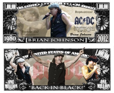 !!! SUA = FANTASY NOTE (TJ6) = BRIAN JOHNSON SI TRUPA &amp;#039;&amp;#039; AC / DC &amp;#039;&amp;#039; - 2015 - UNC foto