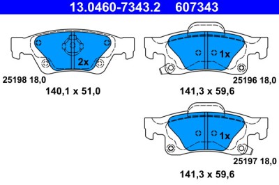 ATE 13.0460-7343.2 set placute frana,frana disc foto