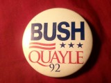 Insigna SUA 1992 - Campania George Bush , metal si email , d= 5,5cm