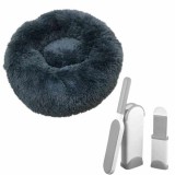 Pat Rotund Imblanit pentru Animale de Companie, Suprafata Antiaderenta, Calduros, Materiale Soft, 60 cm si 2 Perii pentru Indepa