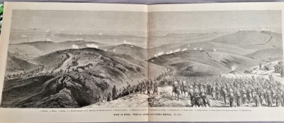 Litografie veche Batalia de la Grivita si Plevna. Razboiul de independenta 1877 foto