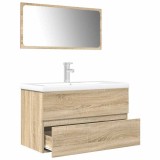 VidaXL Set mobilier de baie, 3 piese, stejar sonoma, lemn prelucrat 3325043