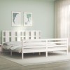 VidaXL Cadru de pat cu tăblie Super King Size, alb, lemn masiv 3194132