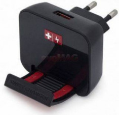 Incarcator Swiss Charger Retea USB Negru 2.4A foto