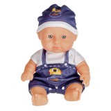 Păpușă Bebeluș, Love Rățușcă, Salopetă Albastru și Alb, 22 cm, Oem