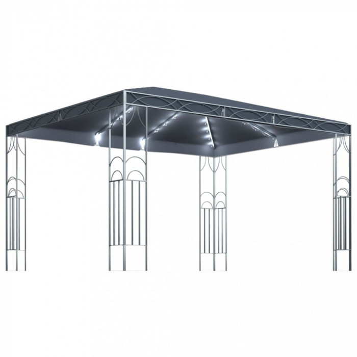 Pavilion cu sir de lumini LED, antracit, 400x300 cm GartenMobel Dekor