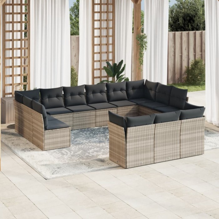 Gossi set canapele de gradina cu perne, 13piese gri deschis poliratan