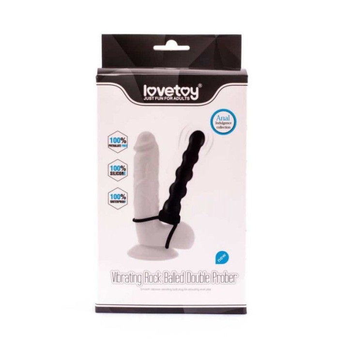 Inel penis Stimulator anal din silicon si cu vibrati Vibrating Fantasy Double