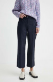 PS Paul Smith pantaloni femei, culoarea albastru marin, drept, high waist, W2R.319T.M30368