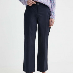 PS Paul Smith pantaloni femei, culoarea albastru marin, drept, high waist, W2R.319T.M30368