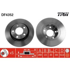 Set discuri frana spate TRW, Audi A6, 1997-2005, A6 Avant, 1997-2005; VW Passat, 1996-2005, spate; puntea spate; Sistem de franare : hidraulic foto
