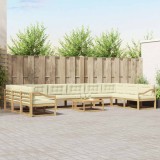 vidaXL Set de canapele de exterior cu pernă 11 pcs Alb și crem 3387154