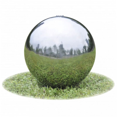 vidaXL F&amp;acirc;nt&amp;acirc;nă sferică de grădină cu LED-uri, 20 cm, oțel inoxidabil foto