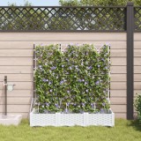 VidaXL Ghivece de Grădină 1 buc Zăbrele Alb 120 x 40 x 126 cm Plastic